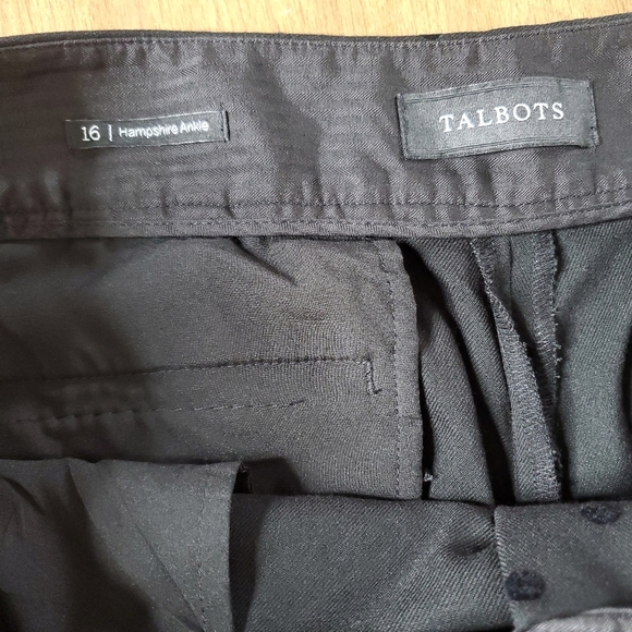 Talbots Hampshire Black Velvet Polka Dot Ankle Pant Size 16 Preppy Tailored Chic - Picture 2 of 12